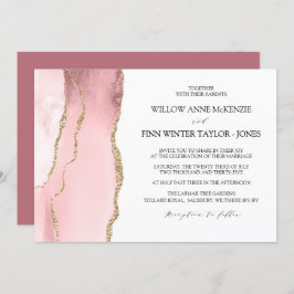 かわいらし赤面ピンクモダン結婚ク酸 招待状