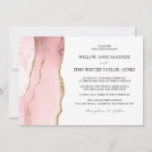 かわいらし赤面ピンクモダン結婚ク酸 招待状 (正面)