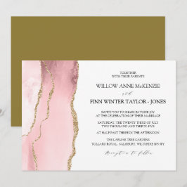 かわいらし赤面ピンクモダン結婚ク酸 招待状