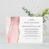 かわいらし赤面ピンクモダン結婚ク酸 招待状 (スタンド正面)