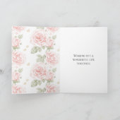 かわいらし赤面ピンクローズ結婚ズ カード (内部)
