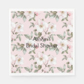 かわいらし赤面ピンク白い花ブライダルシャワー スタンダードランチョンナプキン (正面)
