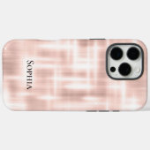 かわいらし赤面ピンク白抽象芸術ストライプ Case-Mate iPhoneケース (裏面 (横))