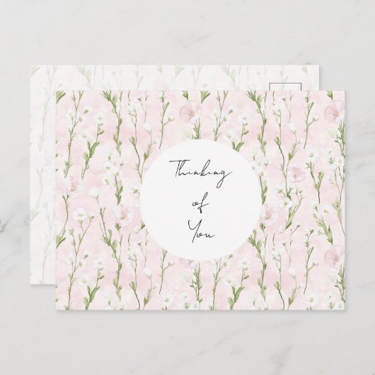 かわいらし赤面ピンク考えフローラ ポストカード (正面/裏面)