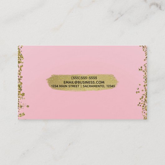 かわいらし赤面ピンク金ゴールドグリッターグラムシモダンック 名刺 (裏面)