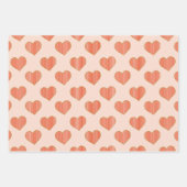 かわいらし赤面ピンク&レッドストライプのハート ラッピングペーパーシート (正面3)