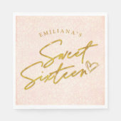 かわいらし赤面ピンク&金ゴールドスウィート16パーティー スタンダードランチョンナプキン (正面)