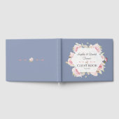 かわいらし赤面フローラ幾何ダスティブルー結婚ズ ゲストブック (全面)