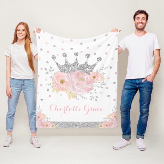 かわいらし赤面フローラ王室のプリンセスシルバークラウン フリースブランケット (インサイチュ)