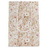 かわいらし赤面ブラウンフローラブライダルシャワー ミディアムペーパーバッグ (裏面)