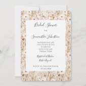 かわいらし赤面ブラウンフローラブライダルシャワー 招待状 (正面)