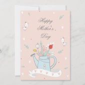 かわいらし赤面散水缶花mother's Day カード (正面)