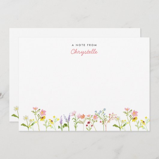 かわいらし野パーソナライズされた花ノートカード ノートカード (正面/裏面)