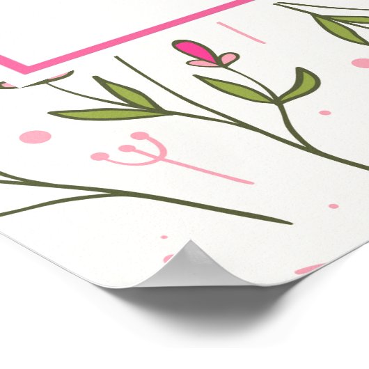 かわいらし野花と太陽イラストレーション誕生日 ポスター (角)