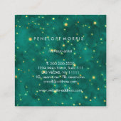 かわいらし金ゴールドとティール(緑がかった色)星座スタイリスト スクエア名刺 (裏面)