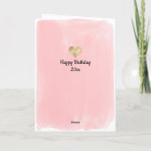 かわいらし金ゴールドとピンク24誕生日 カード (裏面)