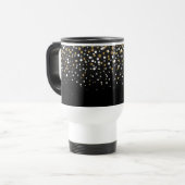 かわいらし金ゴールドガーリーグリッタードットイラストレーション トラベルマグ (正面左)
