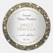 かわいらし金ゴールドグリッタースター製品パッケージラベル ラウンドシール (正面)