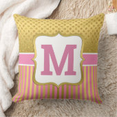 かわいらし金ゴールドグリッタードットとピンクストライプ色 クッション (ブランケット)