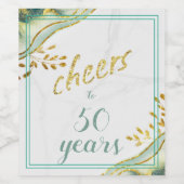 かわいらし金ゴールドグリッター応援から50年ターコイズ ワインラベル (シングルラベル)