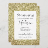 かわいらし金ゴールドグリッター 招待状 (正面/裏面)
