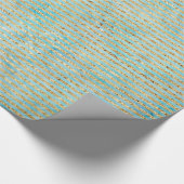 かわいらし金ゴールドスパークルアクアウォーターストライプカラー ラッピングペーパー (角)