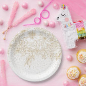 かわいらし金ゴールドドットフローラ ペーパープレート (パーティー)