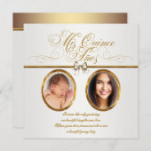 かわいらし金ゴールド写真キンセアニェラ招待状 招待状 (正面/裏面)