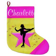 かわいらし金ゴールド及びピンクパーソナライズされたスケートで滑るストッキング