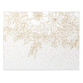 かわいらし金ゴールド紙吹雪ドットフローラ ノートパッド (正面)