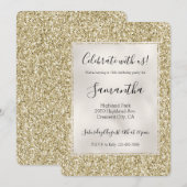 かわいらし金ゴールド華やかなグリッター   招待状 (正面/裏面)
