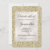 かわいらし金ゴールド華やかなグリッター   招待状 (正面)
