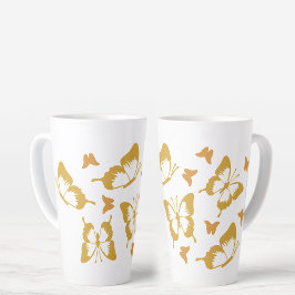 かわいらし金ゴールド蝶春テーマ カフェラテマグ