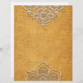 かわいらし金ゴールド&レース素朴ウッドスクラップブック紙 (正面/裏面)