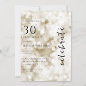かわいらし金ゴールド《写真》ぼけ味30th誕生日パーティー 招待状 (正面)