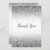 かわいらし銀グリッターシンプルサンキューカード サンキューカード (正面/裏面)