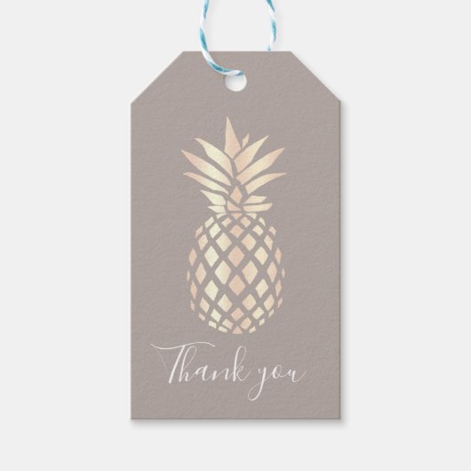 かわいらし銅エレガントバラ金ゴールドパイナップル&グレー ギフトタグ (正面)