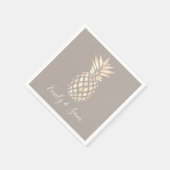 かわいらし銅エレガントバラ金ゴールドパイナップル&グレー スタンダードカクテルナプキン (角)