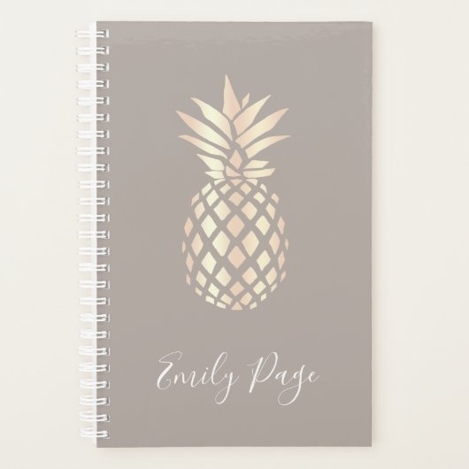 かわいらし銅エレガントバラ金ゴールドパイナップル&グレー プランナー手帳 (正面)