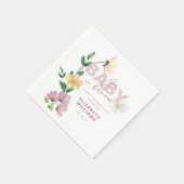 かわいらし開花のワイルドフラワーベイビーシャワー スタンダードカクテルナプキン (角)