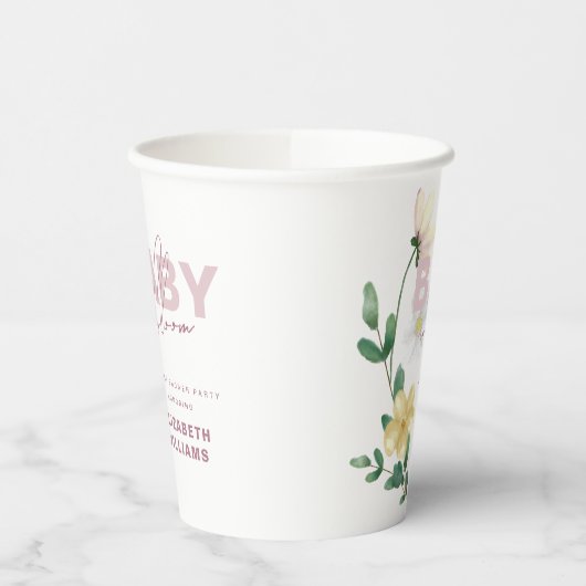 かわいらし開花のワイルドフラワーベイビーシャワー 紙コップ (左)