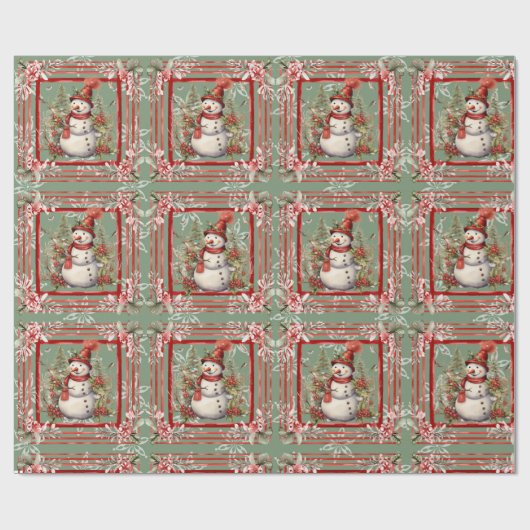 かわいらし雪だるまエレガントクリスマスプレゼント ラッピングペーパー (フラット)