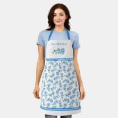 かわいらし青い名忘れ前をパターン化しない エプロン (着用した状態)
