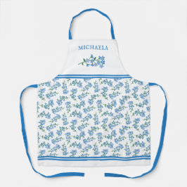 かわいらし青い名忘れ前をパターン化しない エプロン
