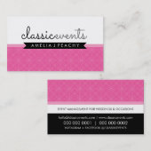 かわいらし頭が切れるモダンシンプル可愛い上品なピンク色の黒 名刺 (正面/裏面)