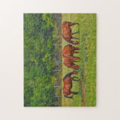 かわいらし馬が緑の牧草地で放牧パズル ジグソーパズル (縦)