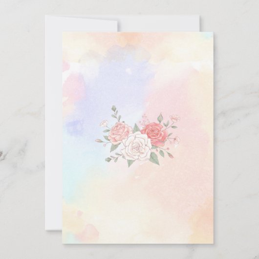 かわいらし馬花誕生日招待状  招待状 (裏面)