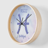 かわいらし魚座の星占いパーソナライズされた記号 壁時計 (傾斜)