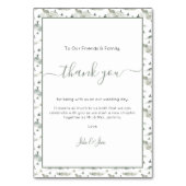 かわいらし鳥と丘の結婚あなた感謝していテーブルカード テーブルナンバー (正面)