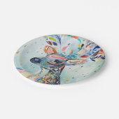 かわいらし鹿モダンアート花〔雄ジカの〕枝角 ペーパープレート (アングル)